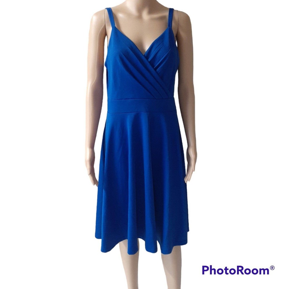 NWT Grace Karin Large Sleeveless Stretch Fit n' Flare Blue Party Prom Dress